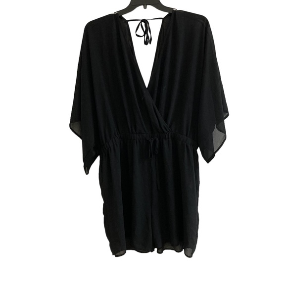 Unique 21 Womens Sexy Lingerie Size 20 Black Sheer Romper Shorts Deep V Neck - Picture 1 of 8